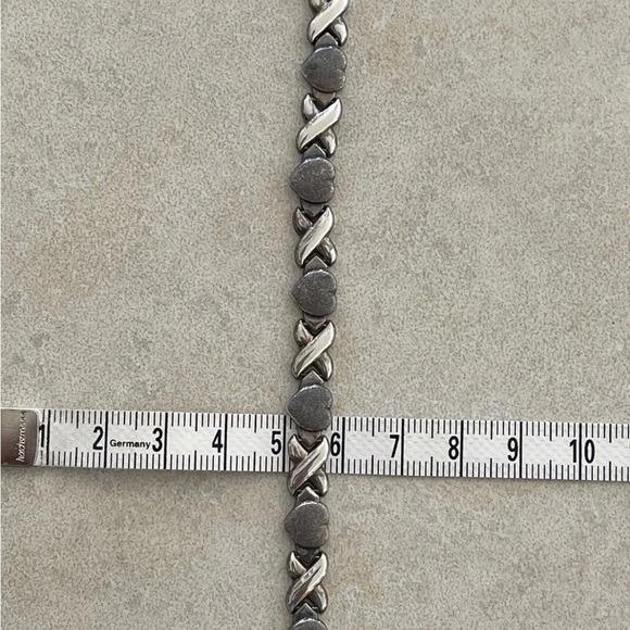 925 Silver Sterling Silver Bracelet 7-1.2" Heart X Pattern- Vintage -NWT - Picture 5 of 8